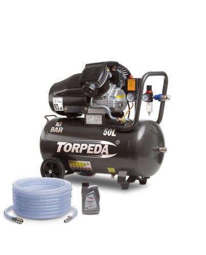 2 Kolbenkompressor 2,2 kW 50L + 20 m Luftschlauch und Öl