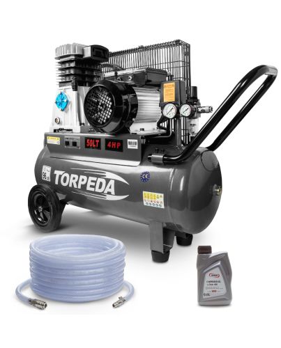 Kompressor TORPEDA 3 kW 50 L mit Riemenscheibe
